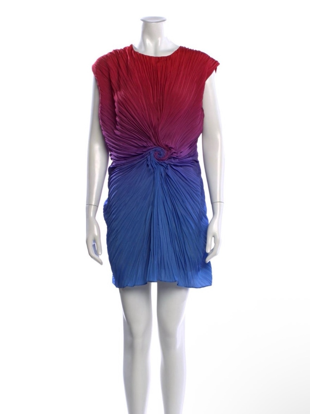 Sies Marjan Red to Blue Twist-Pleat Mini Dress